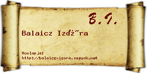 Balaicz Izóra névjegykártya